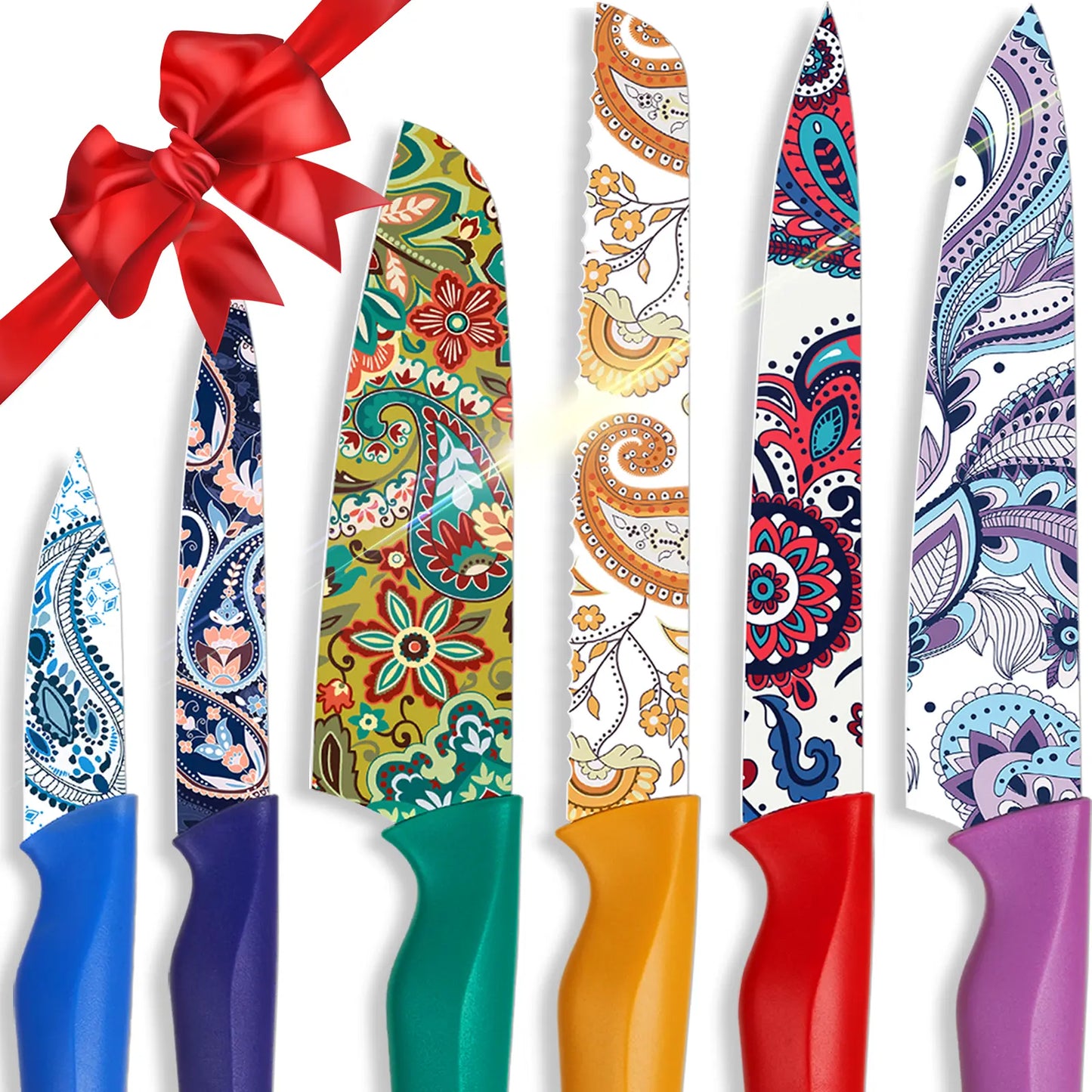 Chef Knife Full Set 16 Pcs- Stand & Measuring Cups Included - Highcarbon Stainless Steel Sharp Serrated Steak Knives, Scissor Knives Block Perfect Balance for Precision Cutting & Slicing