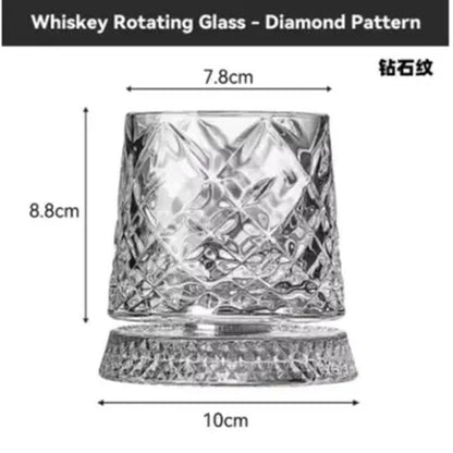 Rotating Whiskey Glass Crystal Whiskey & Rum Glass for Cocktail Parties 360° Rotating Base Premium Crystal Elegant Modern Design Comfortable Grip Stable Spin Versatile Drinkware
