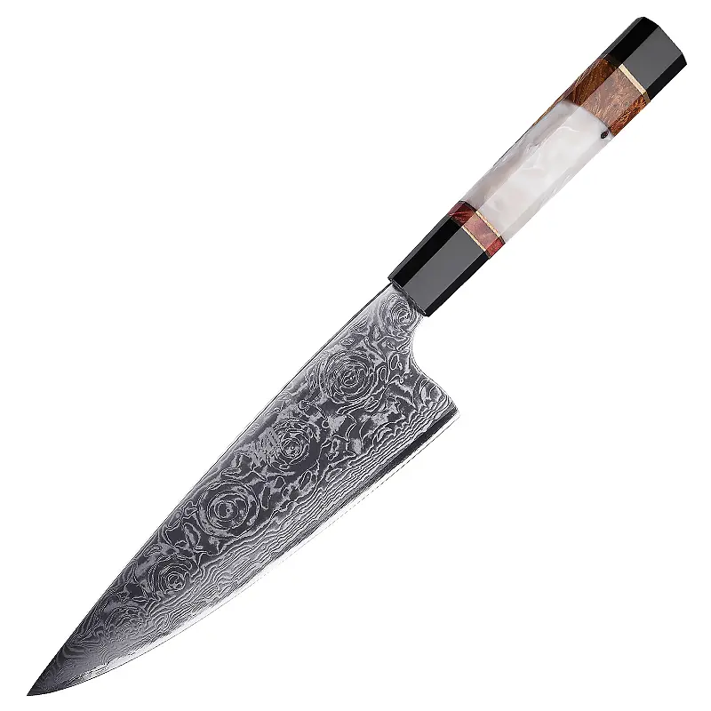 Damascus Kitchen Chef Knife with AUS-10 Blade | Professional High Carbon Stainless Steel for Meat, Sushi, & Fruit Cutting | Includes Gift Box FINDKING 8 Inch Gyuto Knife,