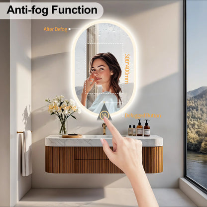 Oval Illuminated Bathroom Vanity Mirror with Bluetooth Speaker Backlit Makeup Mirror