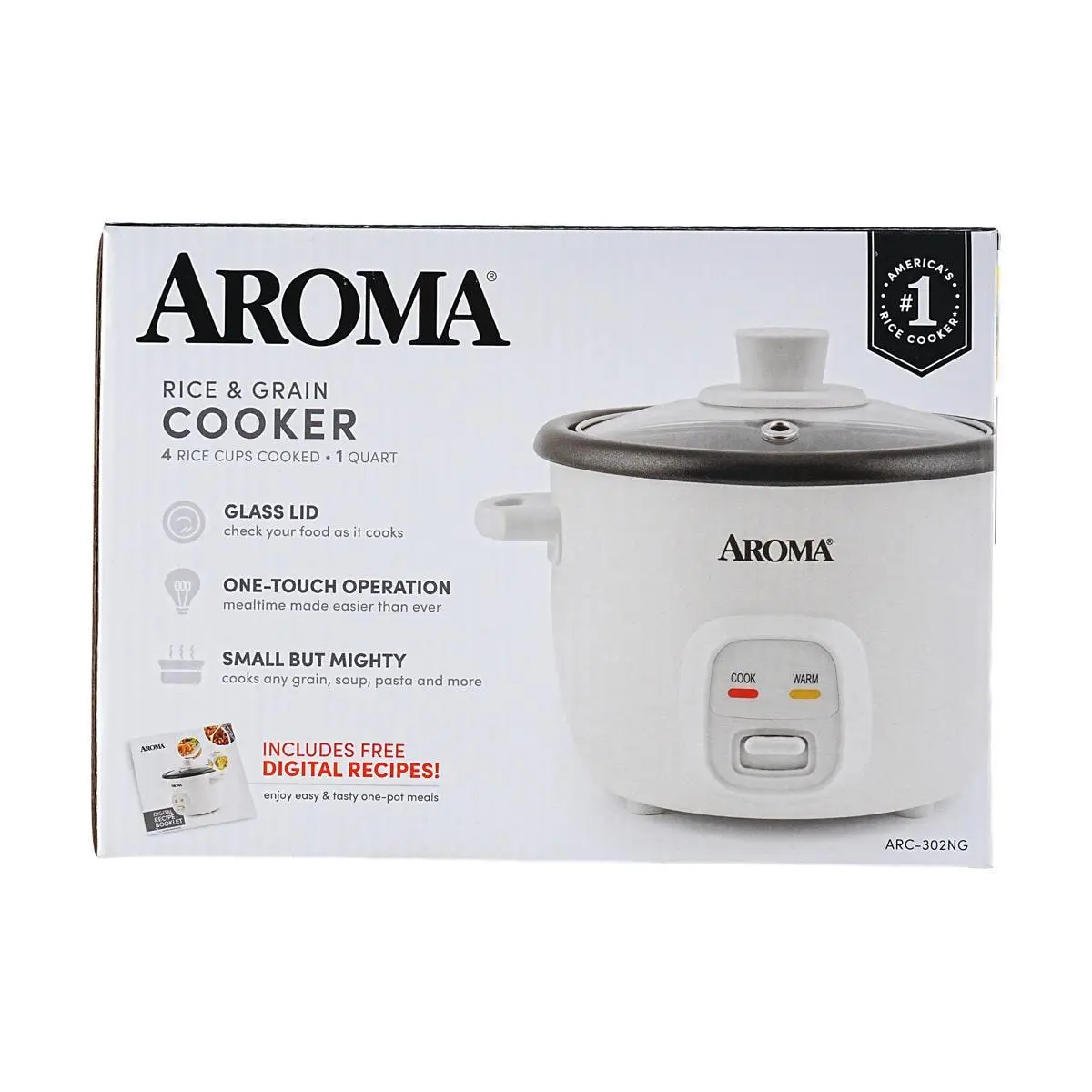 Smart Insulated Rice Cooker Mini Rice Cooker AROMA 4-Cup Cooked Rice White, Cream, or Pink Approx. 1L ARC-302NG