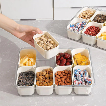 Divided Serving Tray with Lid and Handle, Shopwithgreen Portable Snackle Box Charcuterie Container for Party, Veggies, Snack, Fruit, Nuts Kitchen Jewelry Organizer