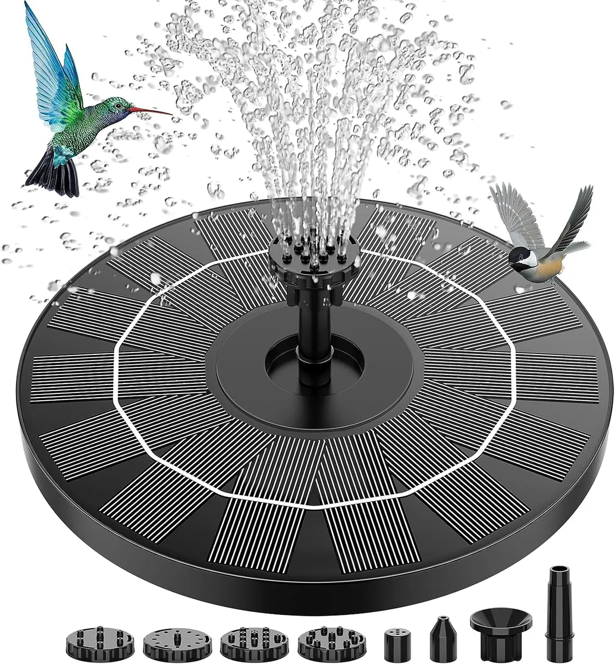 Solar Fountain, Solar Powered Fountain Pump with 6 Nozzles, Solar Birdbath Fountains for Bird Baths, Garden Decoration, Ponds, Fish Tank and Aquarium AISITIN 3.5W 