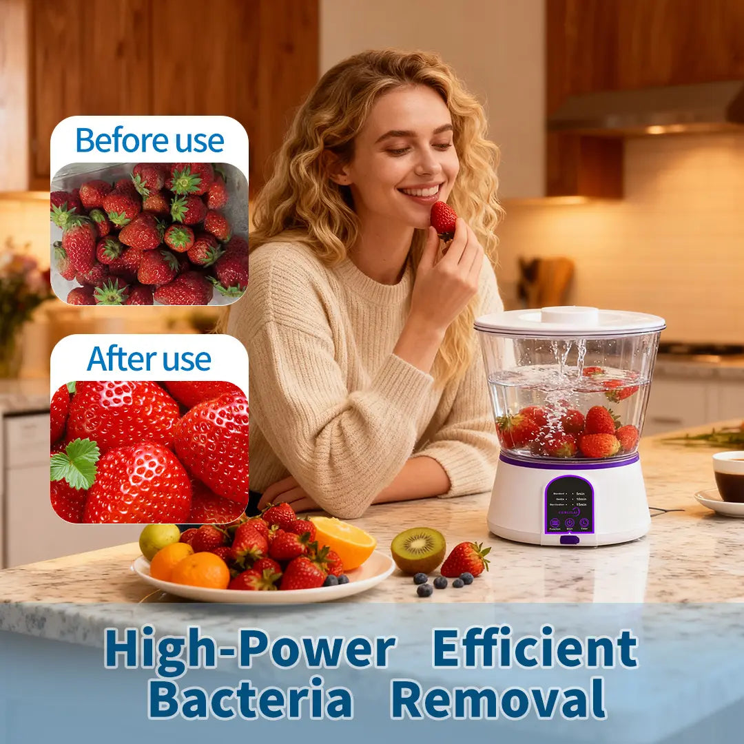 Wireless Fruit & Vegetable Cleaner Usb-Powered IPX7 Waterproof Detergent-Free Physical Cleaning Device for Home Use with 4400Mah Battery and CONLILAI KLL-9A  Multi-Scenario Adaptation Summervibes