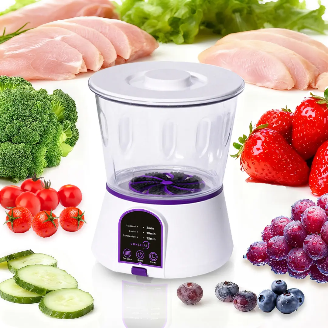 Wireless Fruit & Vegetable Cleaner Usb-Powered IPX7 Waterproof Detergent-Free Physical Cleaning Device for Home Use with 4400Mah Battery and CONLILAI KLL-9A  Multi-Scenario Adaptation Summervibes