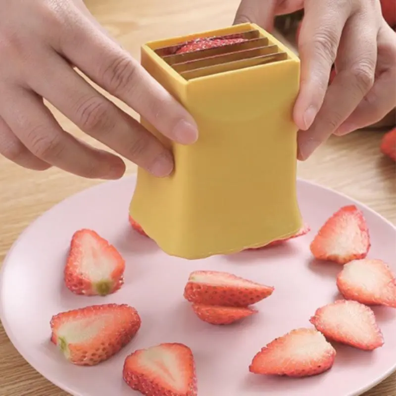 Fruit Slicer, Stainless Steel Manual Fruit Cutter, Strawberry Slicer, Kitchen Accessories & Utensils, Fruit Cutting Tools for Kitchen, Kitchen Utensils, Kitchen Accessories, Summer Essentials