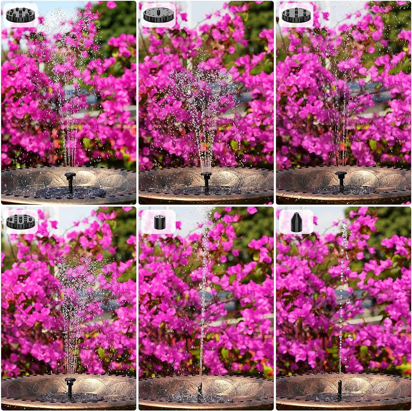 Solar Fountain, Solar Powered Fountain Pump with 6 Nozzles, Solar Birdbath Fountains for Bird Baths, Garden Decoration, Ponds, Fish Tank and Aquarium AISITIN 3.5W 