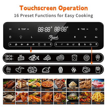 Dual Zone Air Fryer Oven, Durable Steel French Glass Door 25.4QT 16-In-1 Cooker with LED Screen & Dual-Fan 360° Heat Circulation