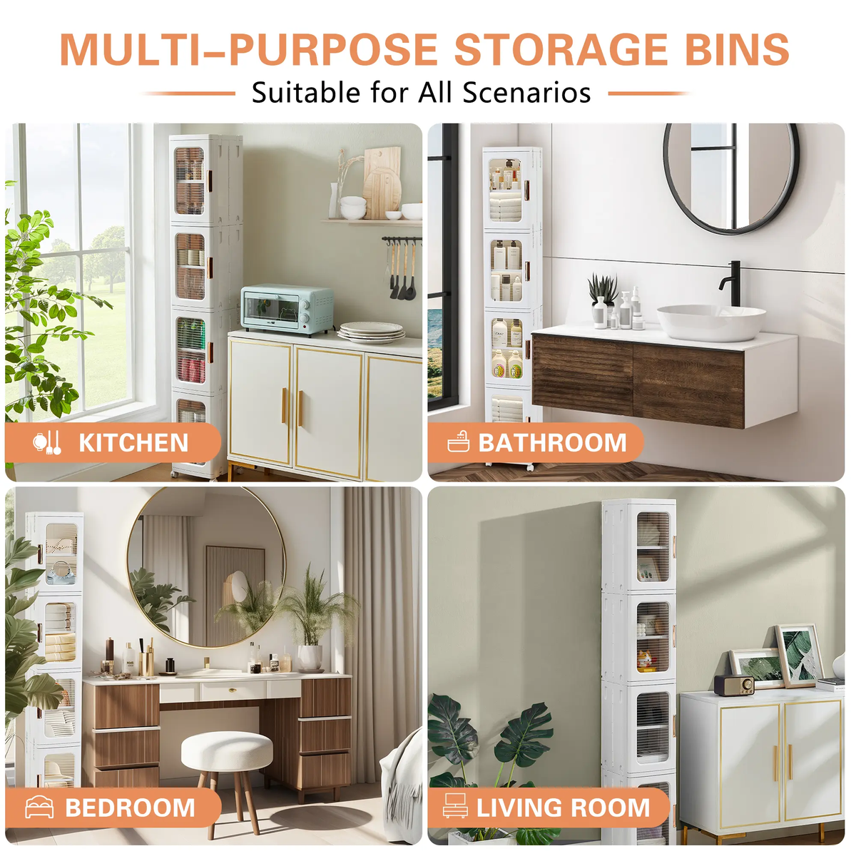 Foldable Rack Storage Bins Boxes with Door Lids and Wheels Stackable Closet Organizer Display Case Shoe 4 Layers for Kitchen Bedroom Office Living Room Entryway Cart VECELO Storage Cabinet Adjustable Compartment Decor Makeup Cart
