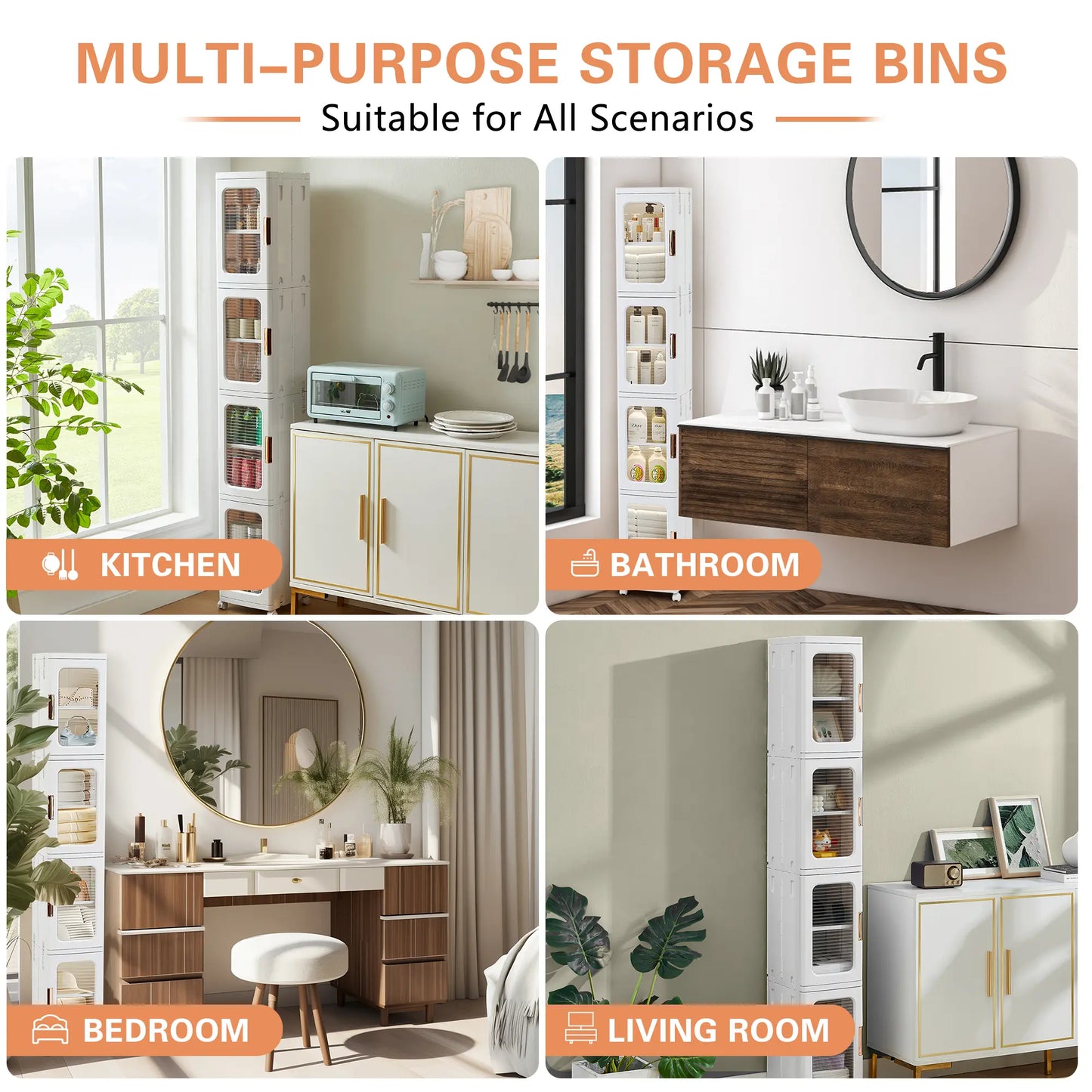 Foldable Rack Storage Bins Boxes with Door Lids and Wheels Stackable Closet Organizer Display Case Shoe 4 Layers for Kitchen Bedroom Office Living Room Entryway Cart VECELO Storage Cabinet Adjustable Compartment Decor Makeup Cart