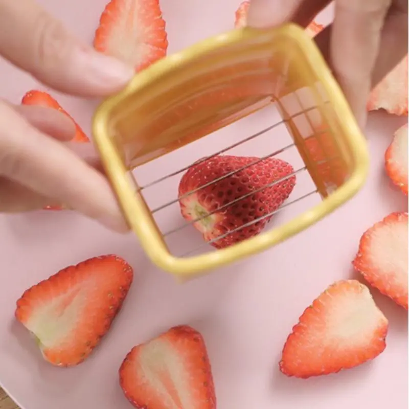 Fruit Slicer, Stainless Steel Manual Fruit Cutter, Strawberry Slicer, Kitchen Accessories & Utensils, Fruit Cutting Tools for Kitchen, Kitchen Utensils, Kitchen Accessories, Summer Essentials