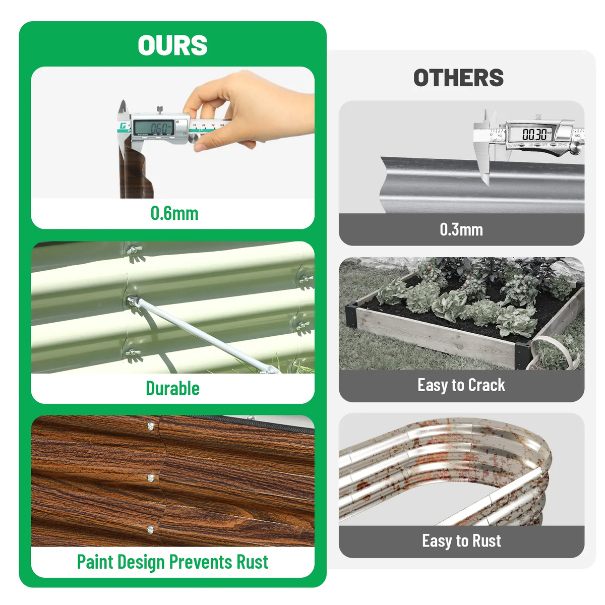 Raised Garden Bed 6X3X2 Ft Snugniture Module Metal Planter Box for Planting Plants Vegetables