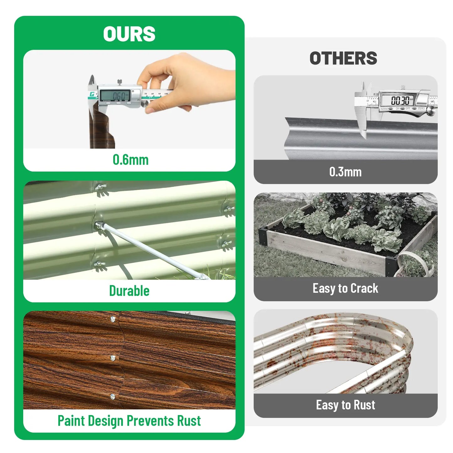 Raised Garden Bed 6X3X2 Ft Snugniture Module Metal Planter Box for Planting Plants Vegetables