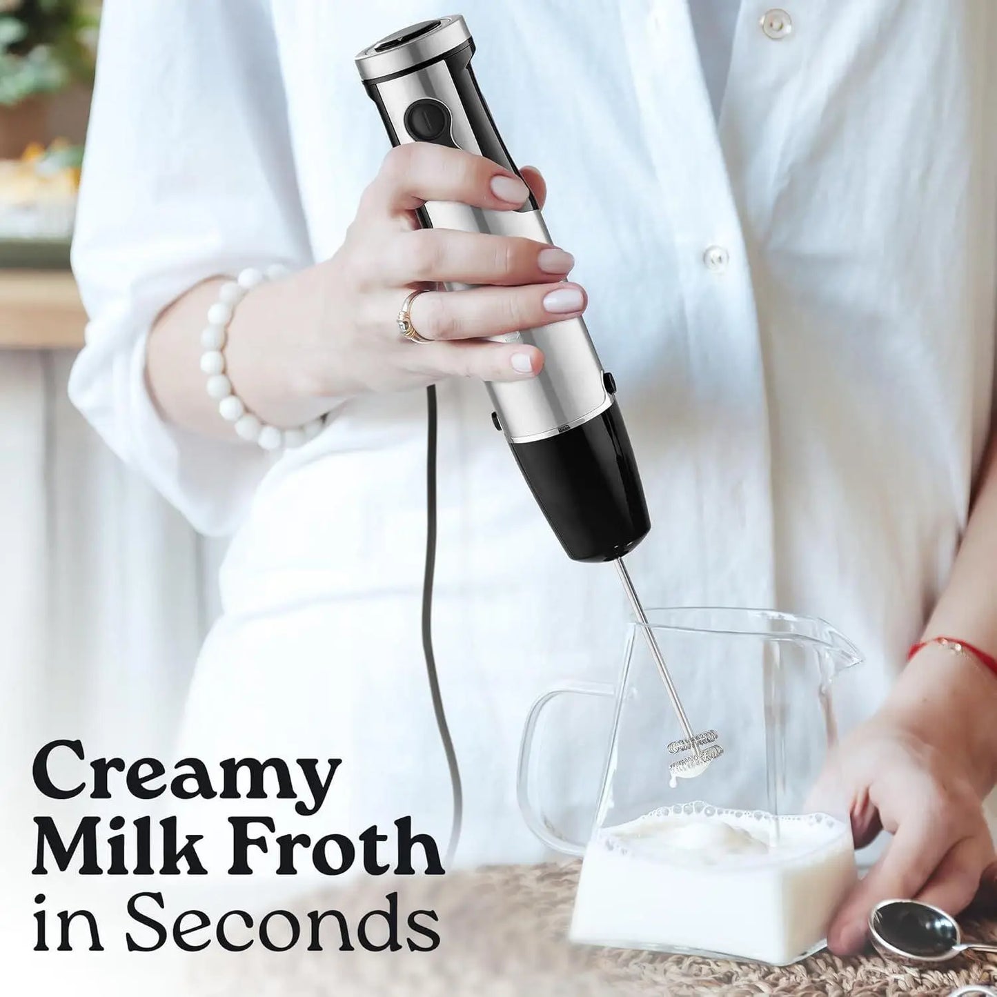3-In-1 Immersion Blender Handheld - Powerful 800 Watt 12 Speed Emulsion Mixer Stainless Steel Anti Rust  Blending, Crushing, and Pureeing