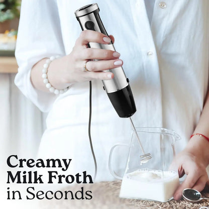 3-In-1 Immersion Blender Handheld - Powerful 800 Watt 12 Speed Emulsion Mixer Stainless Steel Anti Rust  Blending, Crushing, and Pureeing