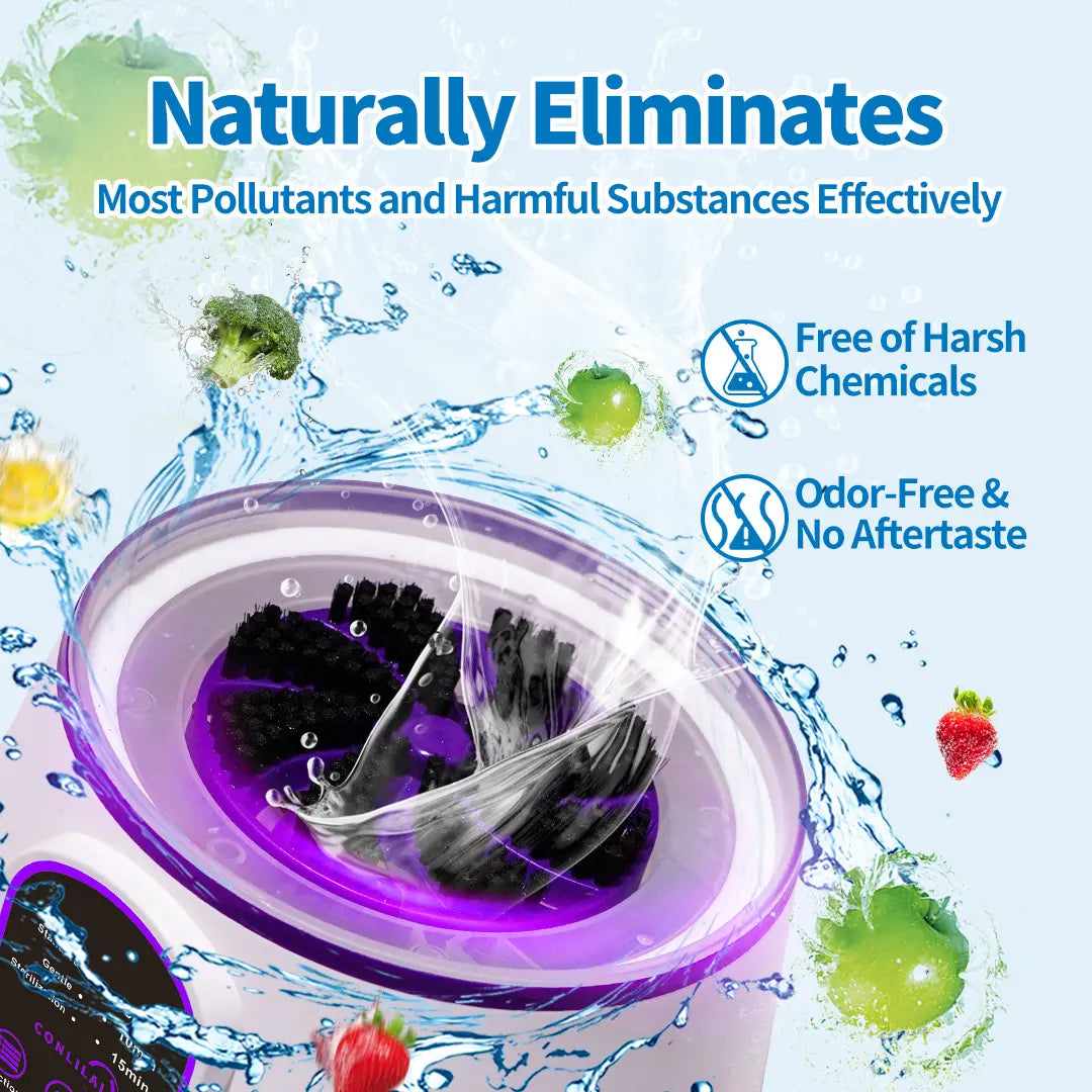 Wireless Fruit & Vegetable Cleaner Usb-Powered IPX7 Waterproof Detergent-Free Physical Cleaning Device for Home Use with 4400Mah Battery and CONLILAI KLL-9A  Multi-Scenario Adaptation Summervibes