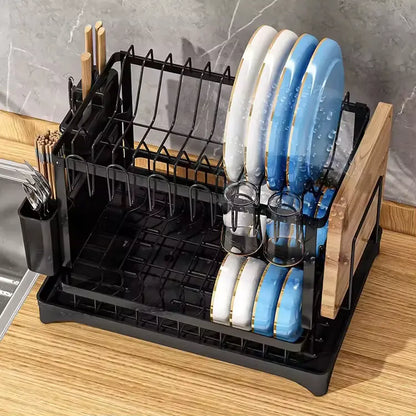 Black 2-Tier Kitchen Dish Drying Rack Organize Your Dishes Instyle