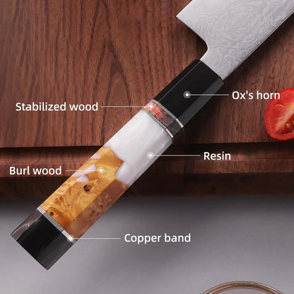 Damascus Kitchen Chef Knife with AUS-10 Blade | Professional High Carbon Stainless Steel for Meat, Sushi, & Fruit Cutting | Includes Gift Box FINDKING 8 Inch Gyuto Knife,