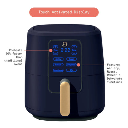 Beautiful 6 Qt Air Fryer with Turbocrisp Technology, Starry Night by Drew Barrymore, Blue