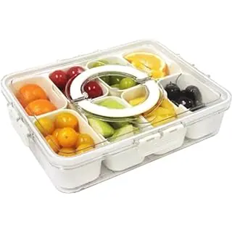 Divided Serving Tray with Lid and Handle, Shopwithgreen Portable Snackle Box Charcuterie Container for Party, Veggies, Snack, Fruit, Nuts Kitchen Jewelry Organizer