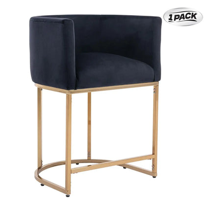  Counter Height Bar Stools, CHAIRUS 24" Modern Barrel Counter Stools with Backrest and Arms, Linen Fabric Bar Chairs with Black Metal Frames and Footrest,Upholstered Accent Bar Stools for Kitchen Island, Dining Room,Cream