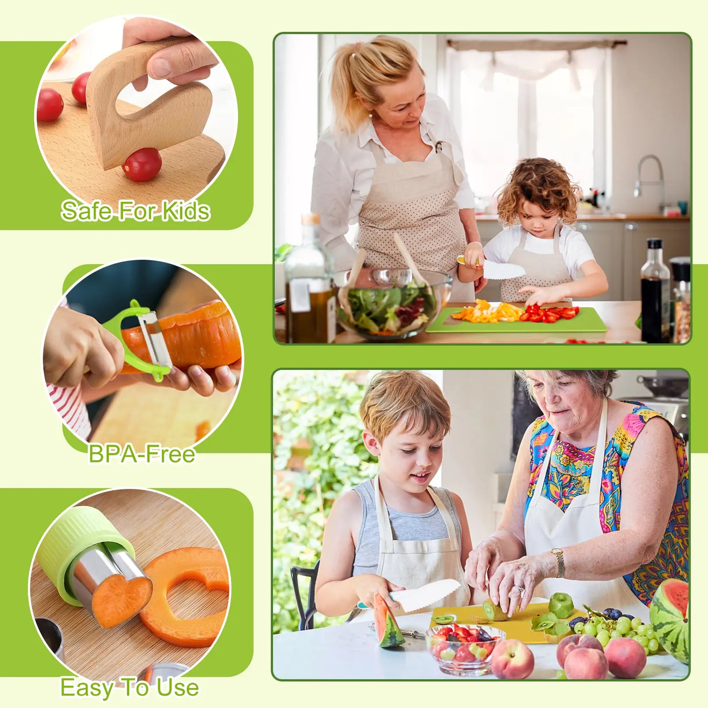 28PCS Toddler Knife Set - Kids Knifes for Real Cooking, Montessori Kids Kitchen Knife Set with Cutting Board Crinkle Cutters Kid Safe Knives, Toddlers Kitchen Tools for Girl Boy