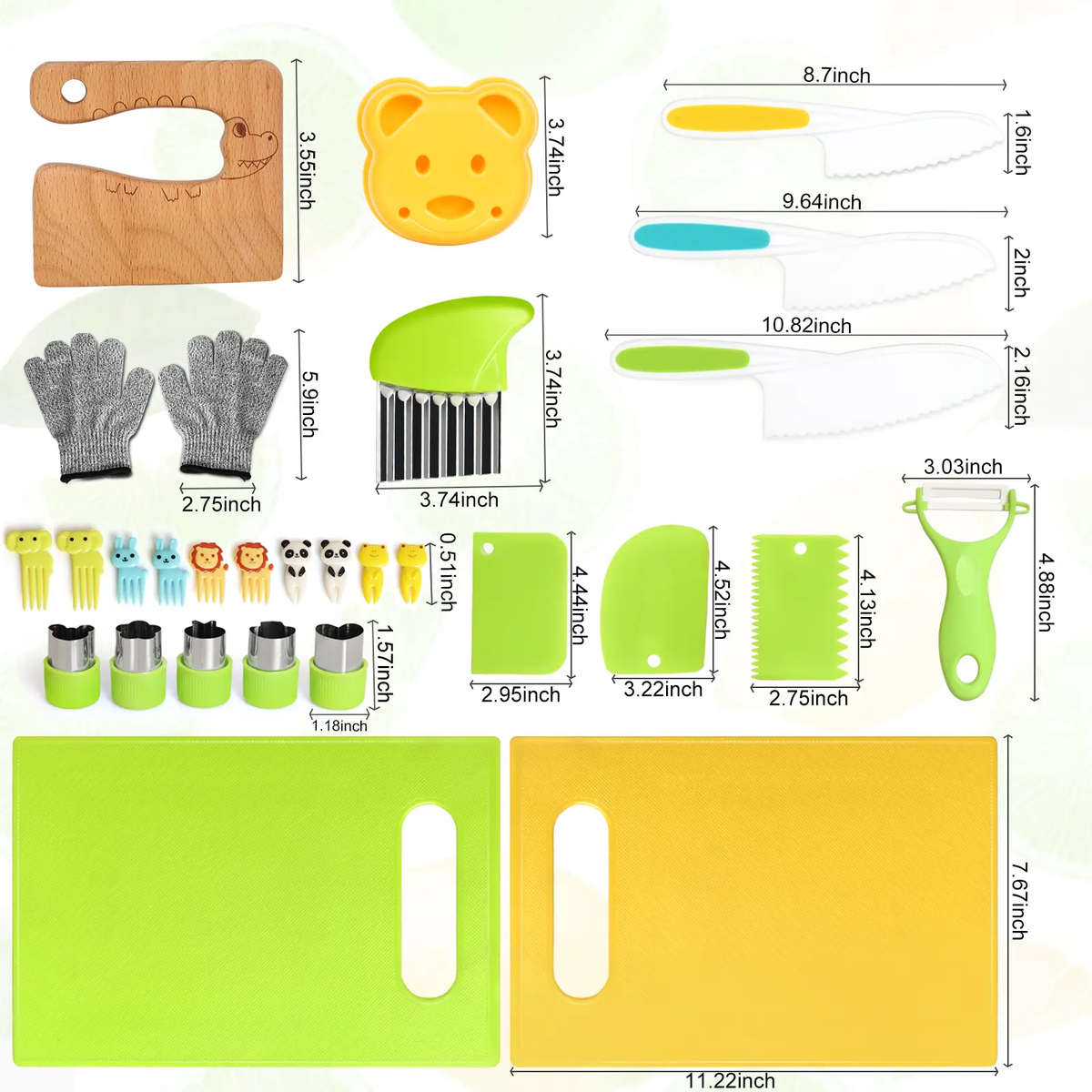 28PCS Toddler Knife Set - Kids Knifes for Real Cooking, Montessori Kids Kitchen Knife Set with Cutting Board Crinkle Cutters Kid Safe Knives, Toddlers Kitchen Tools for Girl Boy