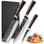 3PCS Professional Kitchen Knife Set Forged Hammered Japanese Chef Knife Sharp German High Carbon Stainless Steel 8 Inch Chef'S Knife 7 Inch Nakiri Knife 5 Inch Utility Knife