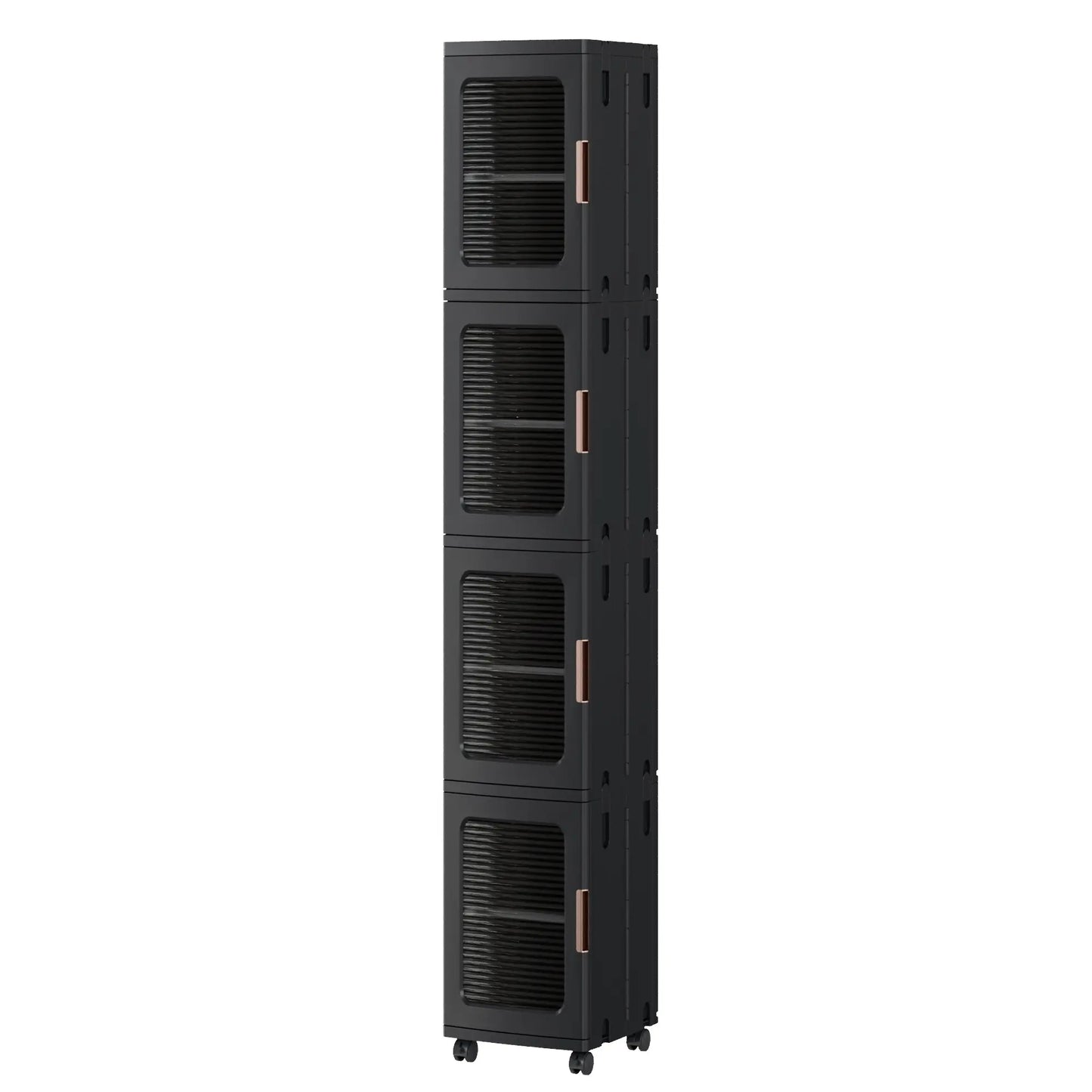 Foldable Rack Storage Bins Boxes with Door Lids and Wheels Stackable Closet Organizer Display Case Shoe 4 Layers for Kitchen Bedroom Office Living Room Entryway Cart VECELO Storage Cabinet Adjustable Compartment Decor Makeup Cart