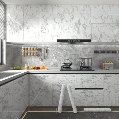 Marble Pattern Wallpaper, Decorative Wallpaper, Self-Adhesive Waterproof & Oil-Proof Wall Sticker, Marble Backsplash Wall Decal for Kitchen, Living Room & Bedroom, Kitchen Wallpaper Peel and Stick