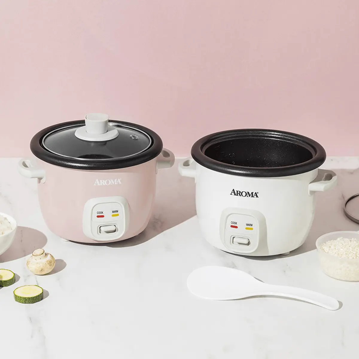 Smart Insulated Rice Cooker Mini Rice Cooker AROMA 4-Cup Cooked Rice White, Cream, or Pink Approx. 1L ARC-302NG