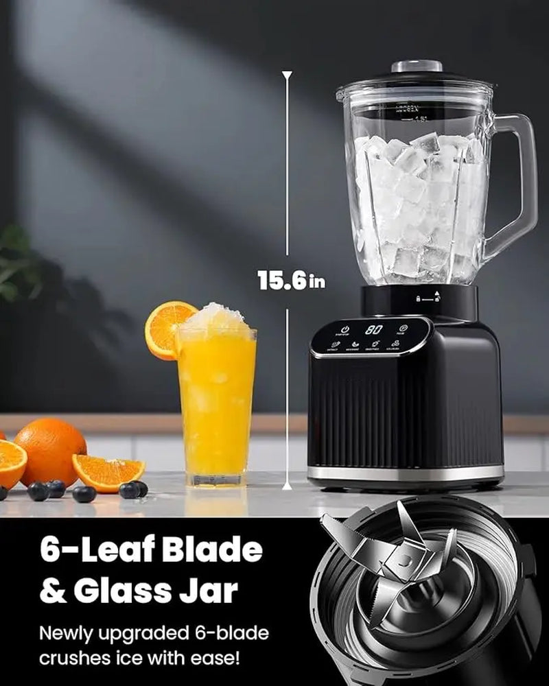 Professional Blender for Kitchen, 1200 Peak Watts Smoothie Blender, 5 Functions for Ice Crushing & Frozen Fruit, 52 Oz Glass Jar & 24 Oz To-Go Cup Combo, Self-Cleaning, Black Summervibes Powerful Juicer Machine Home Multifunction Juicer
