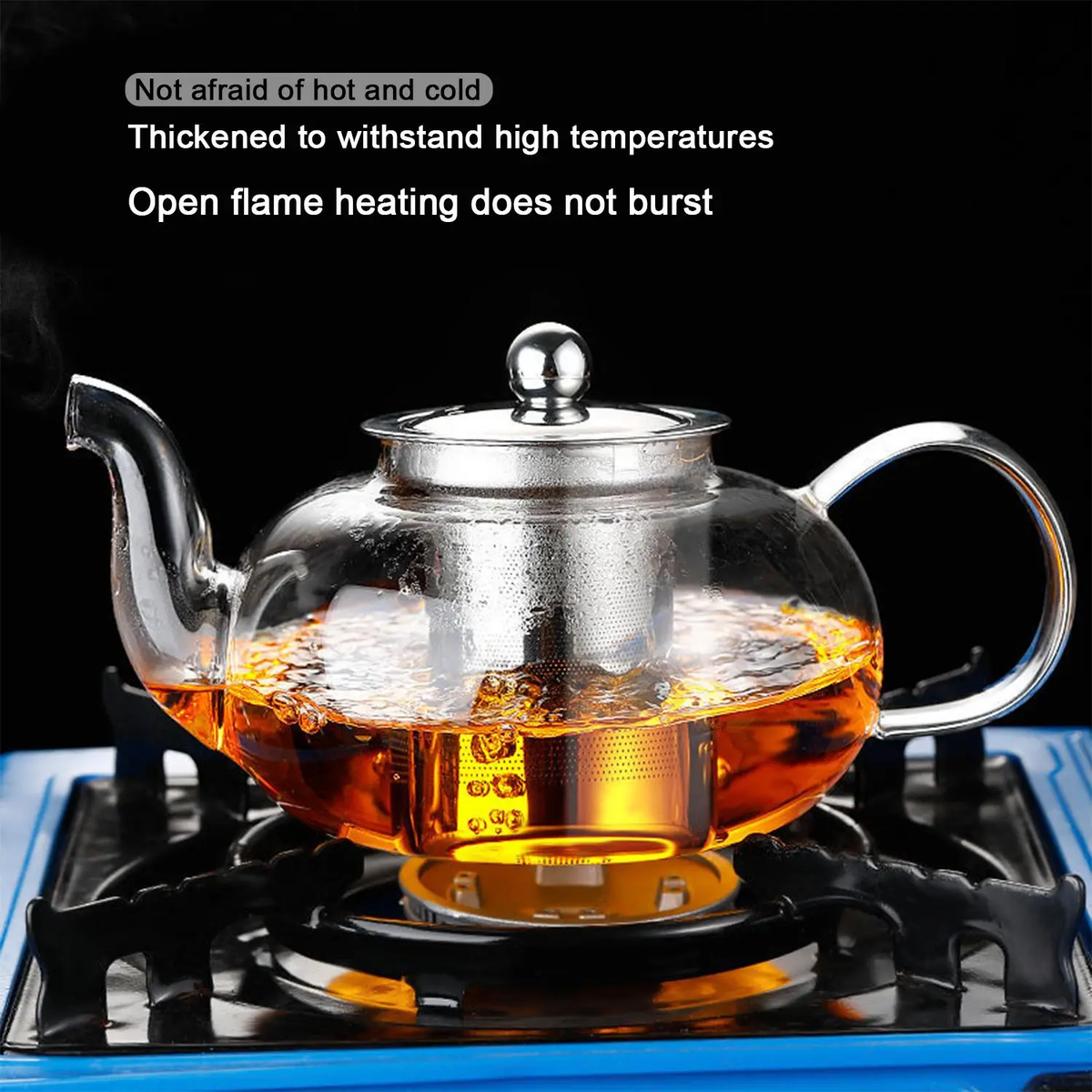 1000 Ml Glass Teapot with Infuser Stovetop Safe, Heat-Resistant Borosilicate Tea Pot with Infusers for Loose Tea, Microwave & Dishwasher Safe, Glass Tea Kettle