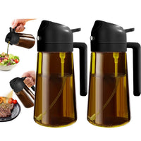 2 Count 2 in 1 Oil Sprayer for Cooking 16Oz/470Ml Light-Blocking Dark , Olive Oil Dispenser Bottle for Cooking, Grilling Organiser Tin Canister Kitchen Gadgets Kitchenware