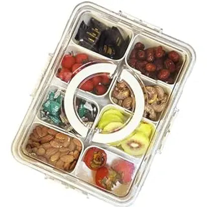 Divided Serving Tray with Lid and Handle, Shopwithgreen Portable Snackle Box Charcuterie Container for Party, Veggies, Snack, Fruit, Nuts Kitchen Jewelry Organizer