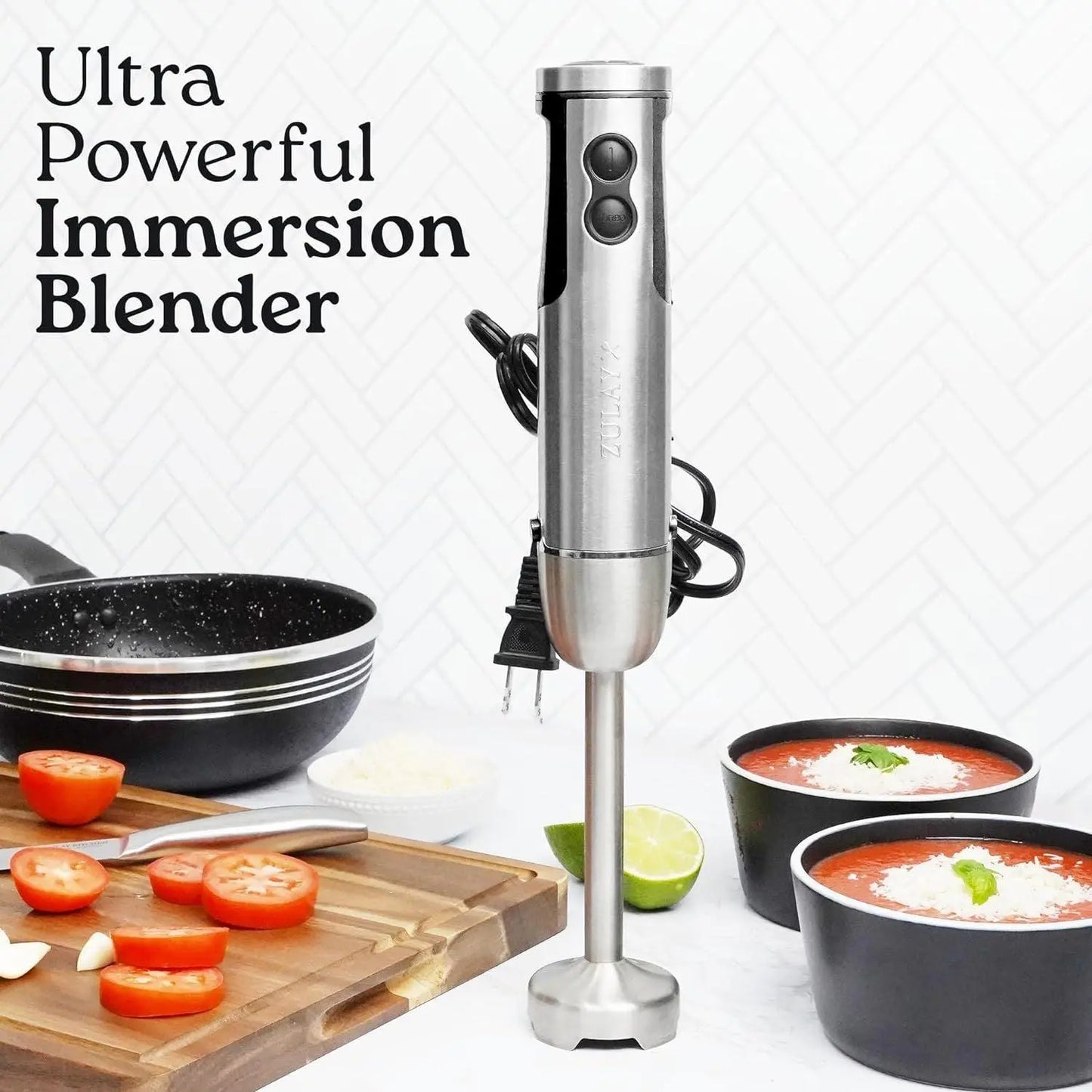 3-In-1 Immersion Blender Handheld - Powerful 800 Watt 12 Speed Emulsion Mixer Stainless Steel Anti Rust  Blending, Crushing, and Pureeing