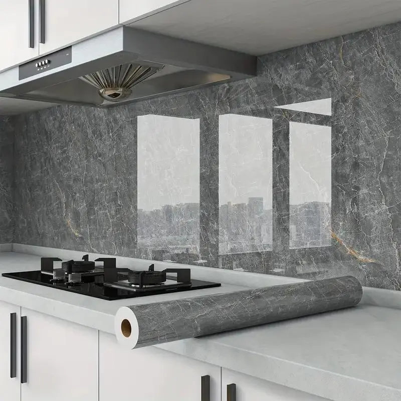 Marble Pattern Wallpaper, Decorative Wallpaper, Self-Adhesive Waterproof & Oil-Proof Wall Sticker, Marble Backsplash Wall Decal for Kitchen, Living Room & Bedroom, Kitchen Wallpaper Peel and Stick