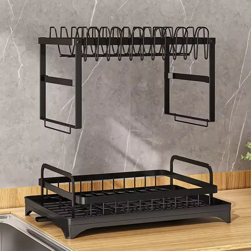 Black 2-Tier Kitchen Dish Drying Rack Organize Your Dishes Instyle