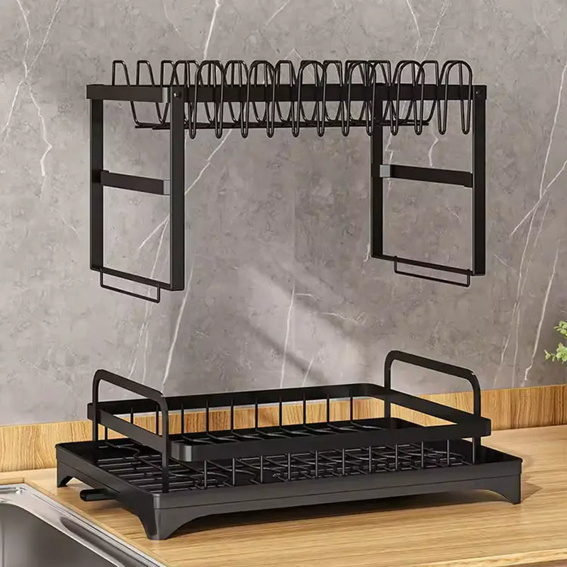Black 2-Tier Kitchen Dish Drying Rack Organize Your Dishes Instyle
