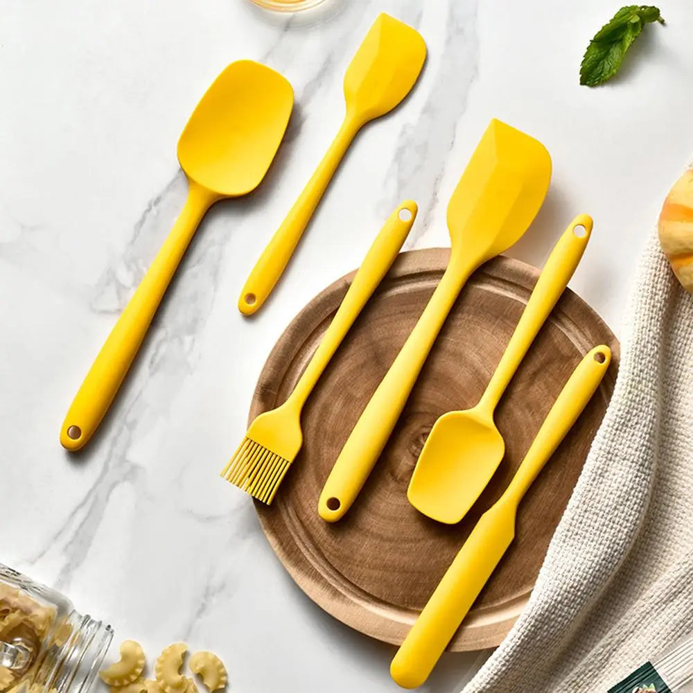 Silicone Spatula Set, 6 Counts/Set Baking Tool Set, Heat Resistant Non Stick Cooking Tools for Baking & Mixing, Fully Wrapped and Integrated, Kitchen Utensils & Gadgets, High Temperature Resistant and Can Be Used at 230°