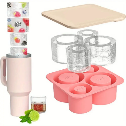 Cup-Shaped Silicone Ice Cube Mold with Lid – 4-Grid
