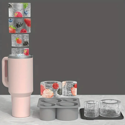 Cup-Shaped Silicone Ice Cube Mold with Lid – 4-Grid