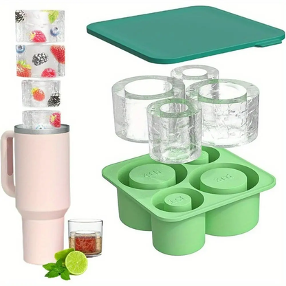 Cup-Shaped Silicone Ice Cube Mold with Lid – 4-Grid