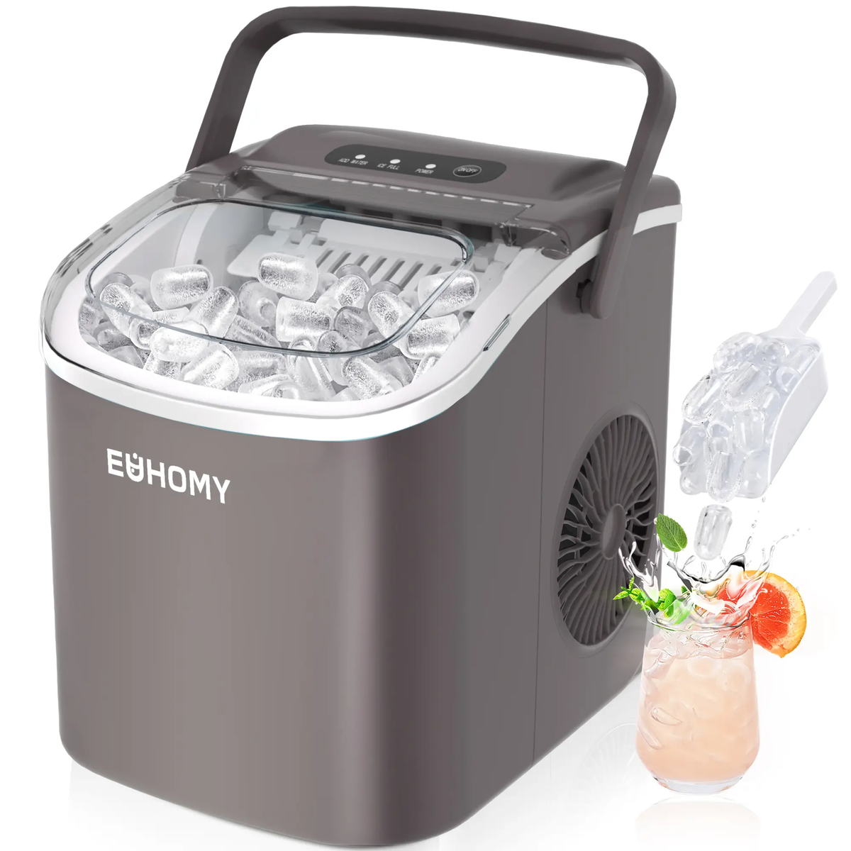 EUHOMY Countertop Ice Maker – 26 Lbs/Day, Auto-Cleaning