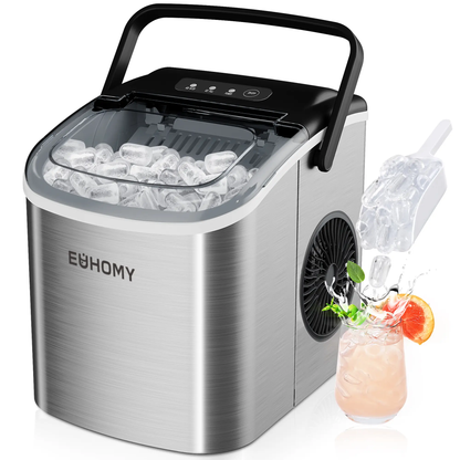 EUHOMY Countertop Ice Maker – 26 Lbs/Day, Auto-Cleaning