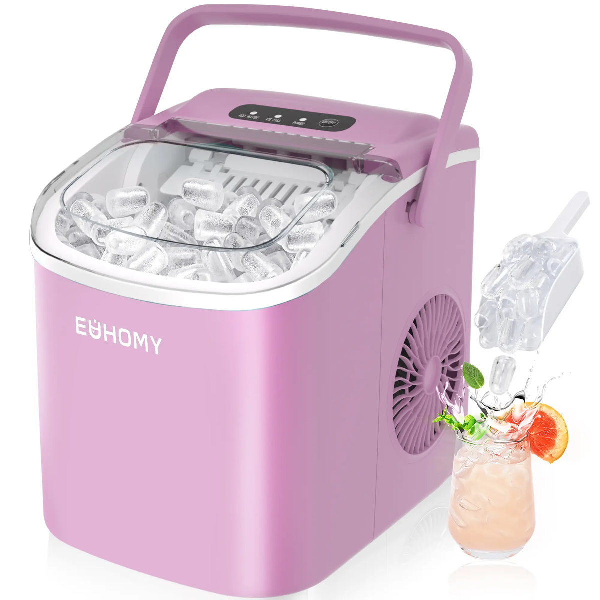 EUHOMY Countertop Ice Maker – 26 Lbs/Day, Auto-Cleaning