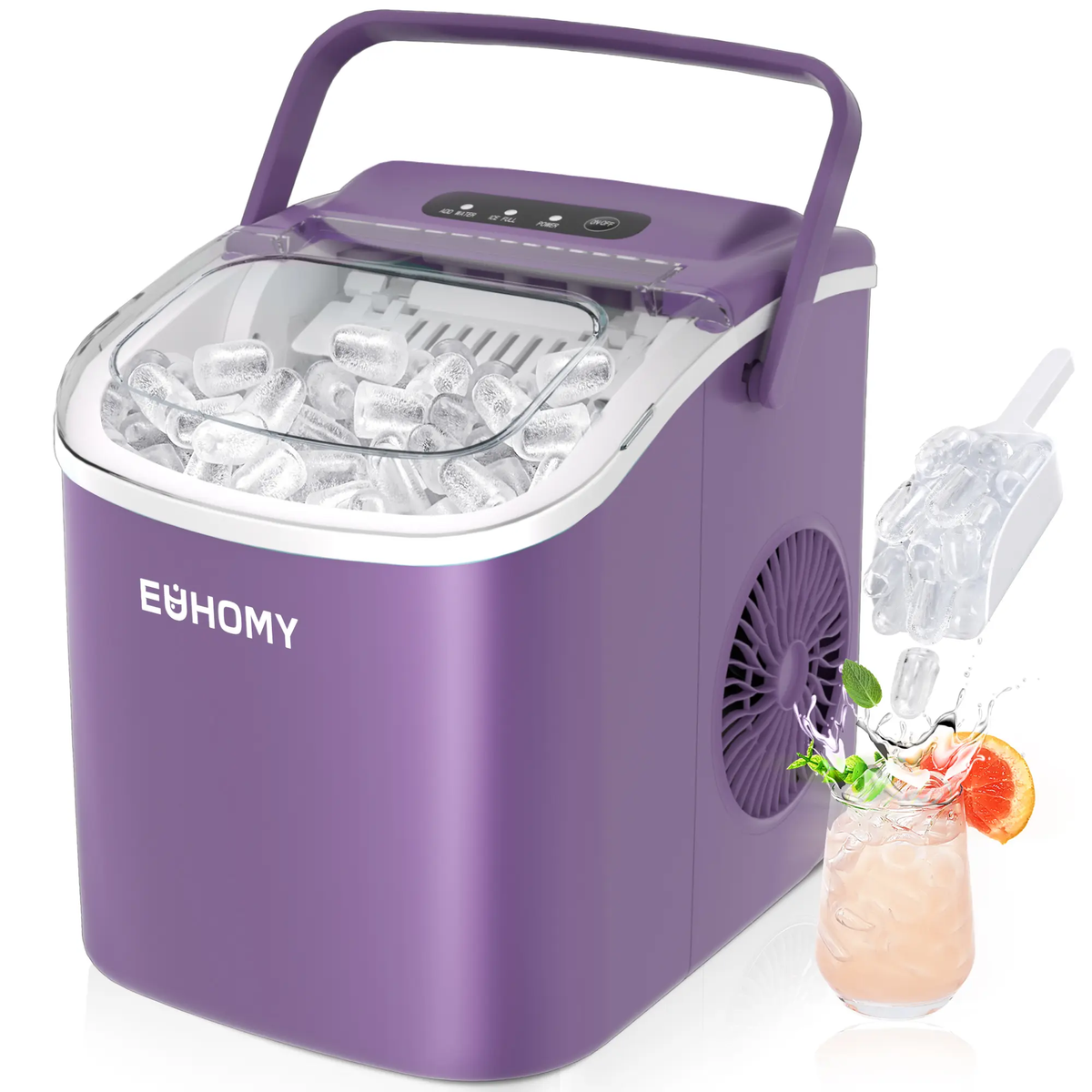 EUHOMY Countertop Ice Maker – 26 Lbs/Day, Auto-Cleaning