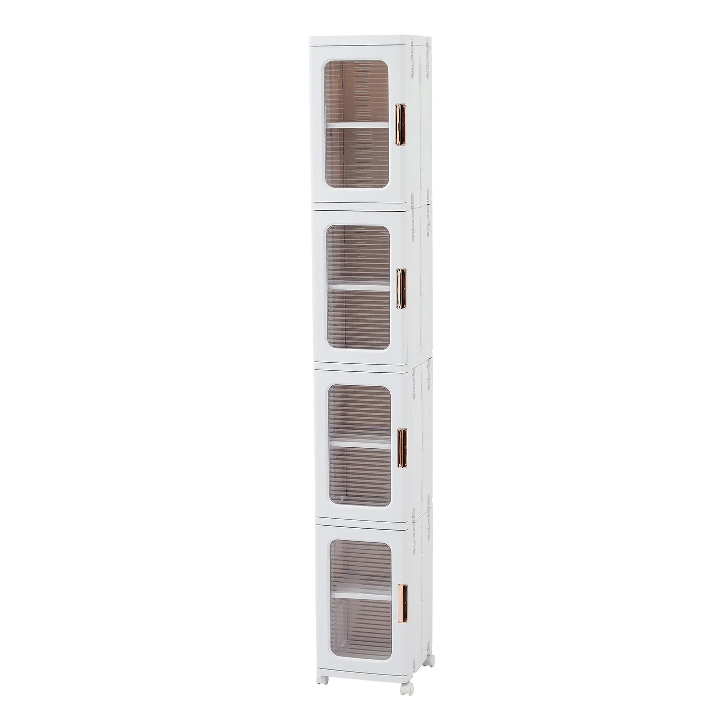 Foldable Rack Storage Bins Boxes with Door Lids and Wheels Stackable Closet Organizer Display Case Shoe 4 Layers for Kitchen Bedroom Office Living Room Entryway Cart VECELO Storage Cabinet Adjustable Compartment Decor Makeup Cart