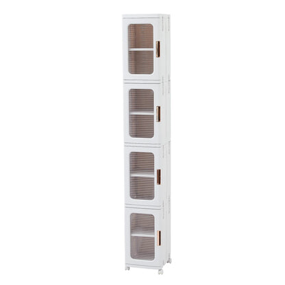 Foldable Rack Storage Bins Boxes with Door Lids and Wheels Stackable Closet Organizer Display Case Shoe 4 Layers for Kitchen Bedroom Office Living Room Entryway Cart VECELO Storage Cabinet Adjustable Compartment Decor Makeup Cart