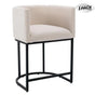  Counter Height Bar Stools, CHAIRUS 24" Modern Barrel Counter Stools with Backrest and Arms, Linen Fabric Bar Chairs with Black Metal Frames and Footrest,Upholstered Accent Bar Stools for Kitchen Island, Dining Room,Cream